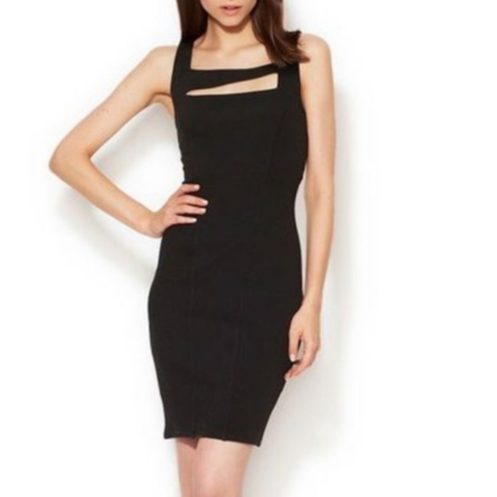 Helmut Lang Black Gala Knit Square Neck Cut Out Bodycon Dress - Small